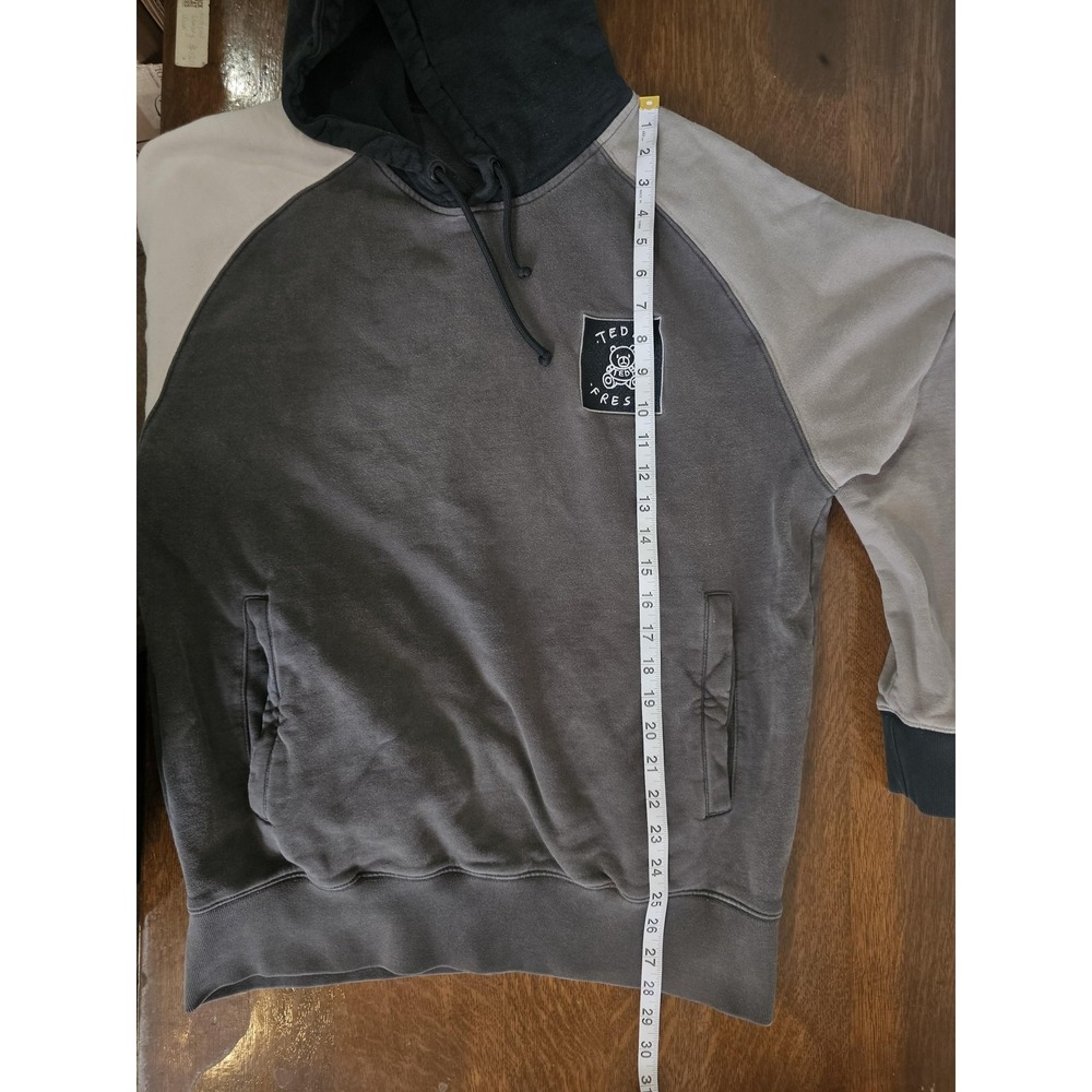 Teddy Fresh Hoodie Mens Large Gray Colorblock Fleece Pullover Sweatshirt Logo - Picture 5 of 8
